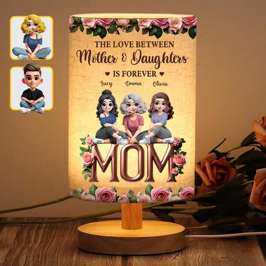 Die Liebe zwischen Mutter und Kind ist ewig – Personalisierte Tischleuchte „Mutter“ mit Holzsockel