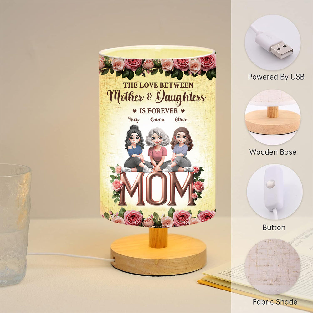 The Love Between Mother & Child Is Forever - Personalized Mother Tableside Lamp With Wood Base