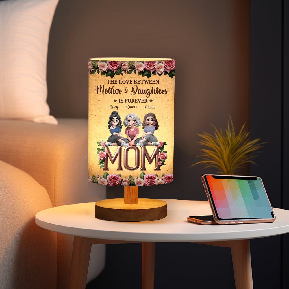 The Love Between Mother & Child Is Forever - Personalized Mother Tableside Lamp With Wood Base