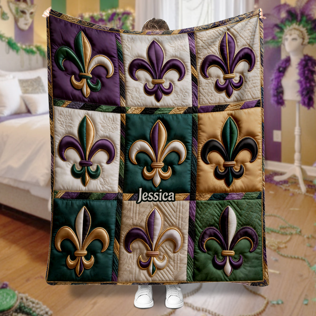 Fleur De Lis Mardi Gras - Personalisierte Mardi Gras Decke