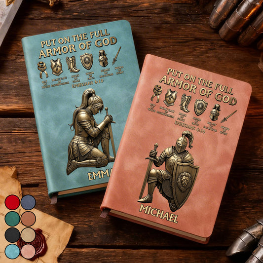 Legt die ganze Rüstung Gottes an – Personalisiertes christliches Lederjournal