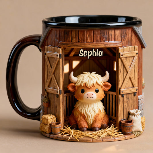 Cute Cow - Personalized Highland Cow Accent Mug