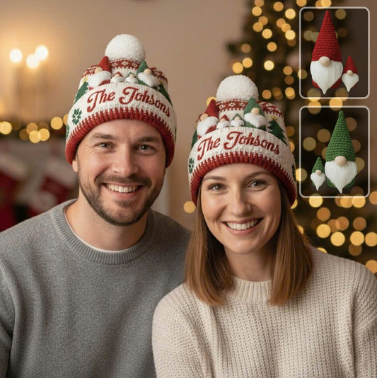 Gnome Family Christmas - Personalized Family Beanie Hat