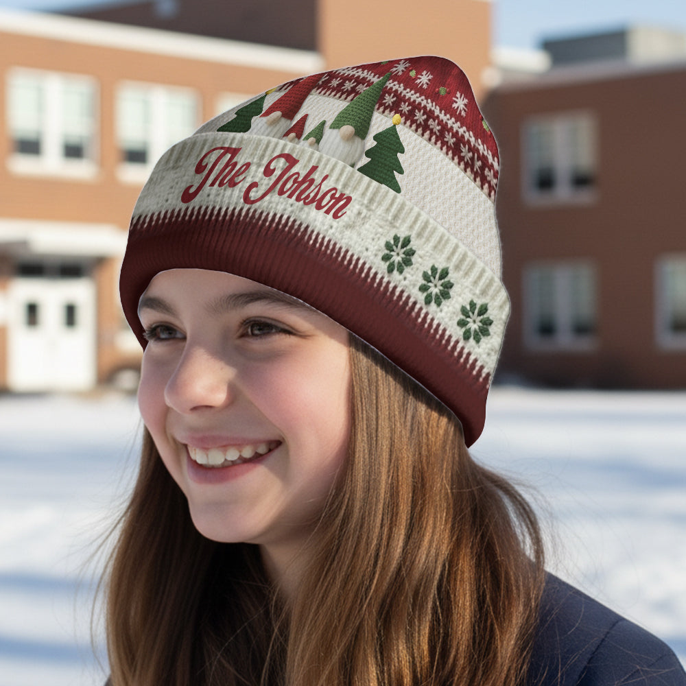 Gnome Family Christmas - Personalized Family Beanie Hat