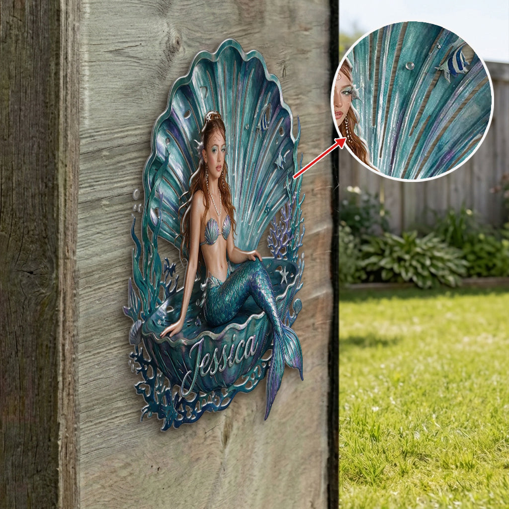 Mermaid Lovers Room Decoration - Personalized Mermaid 3D Printed Cut Metal Sign