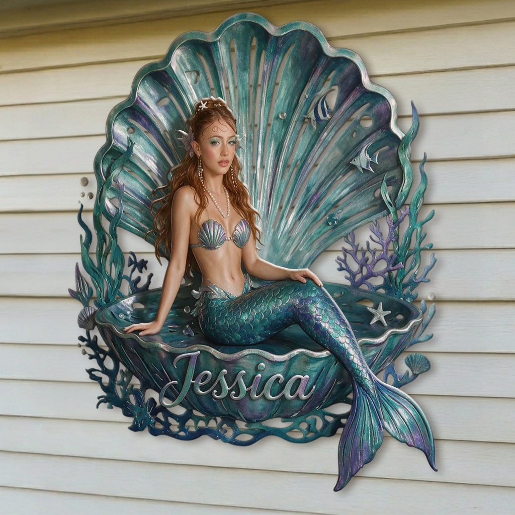 Mermaid Lovers Room Decoration - Personalized Mermaid 3D Printed Cut Metal Sign