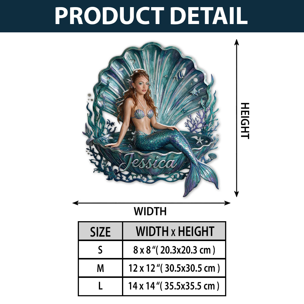 Mermaid Lovers Room Decoration - Personalized Mermaid 3D Printed Cut Metal Sign