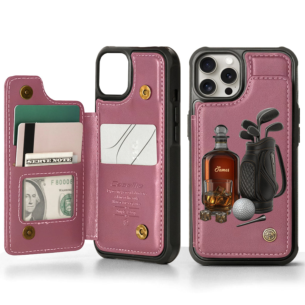 Whiskey & Golf - Personalized Golf Wallet Phone Case