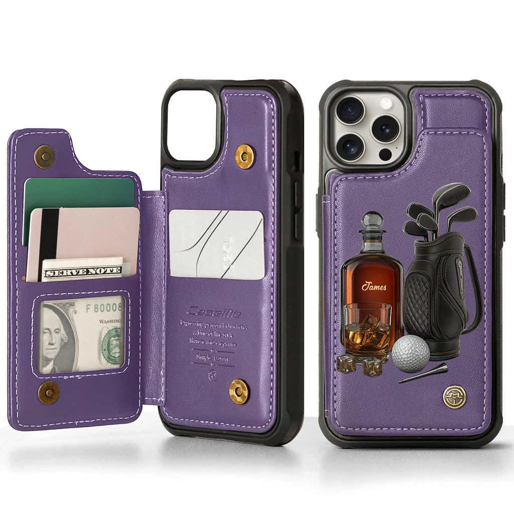 Whiskey & Golf - Personalized Golf Wallet Phone Case