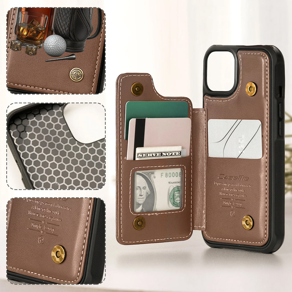 Whiskey & Golf - Personalized Golf Wallet Phone Case