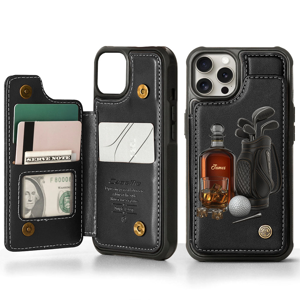 Whiskey & Golf - Personalized Golf Wallet Phone Case
