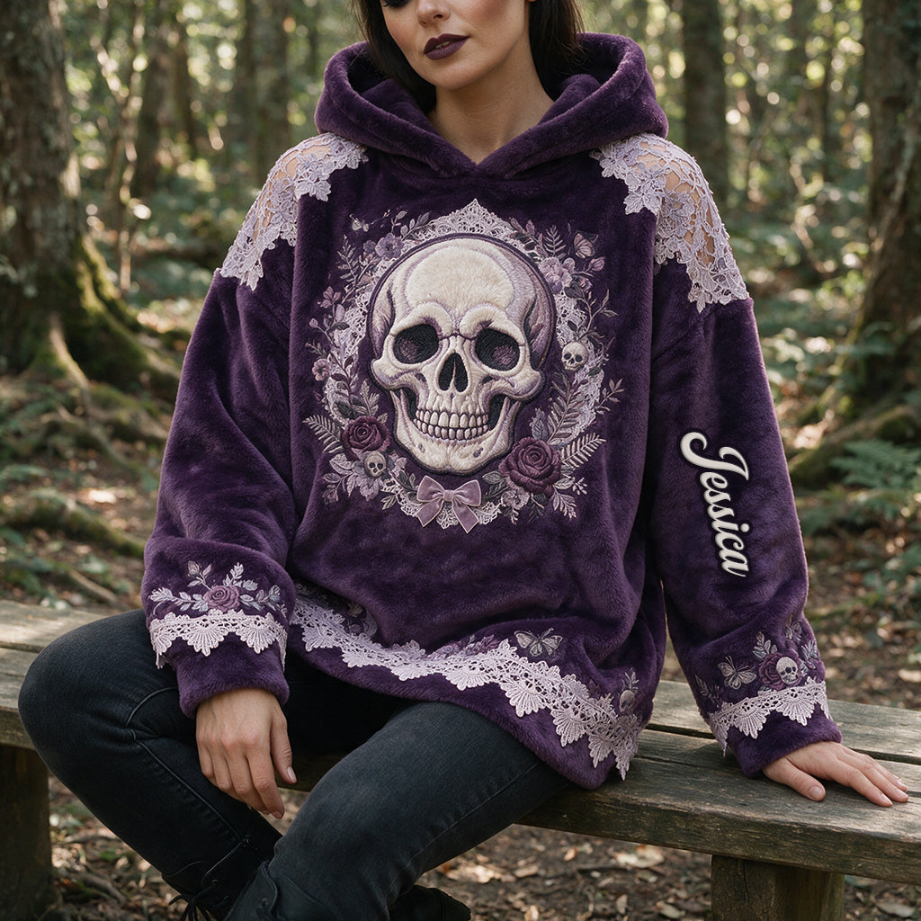 Floral Skull - Personalisierter Skull Fleece Hoodie