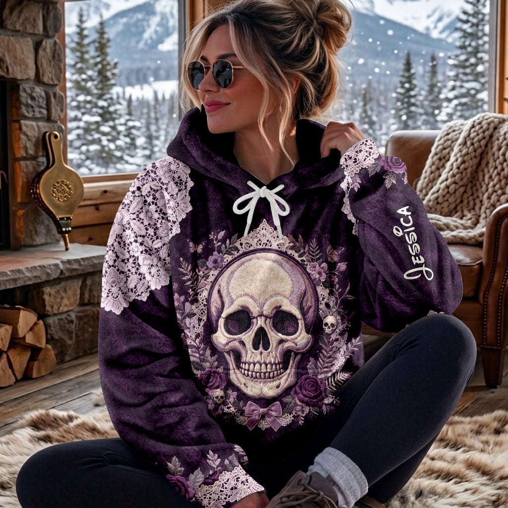Floral Skull - Personalisierter Skull Fleece Hoodie