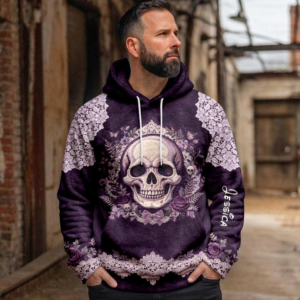 Floral Skull - Personalisierter Skull Fleece Hoodie