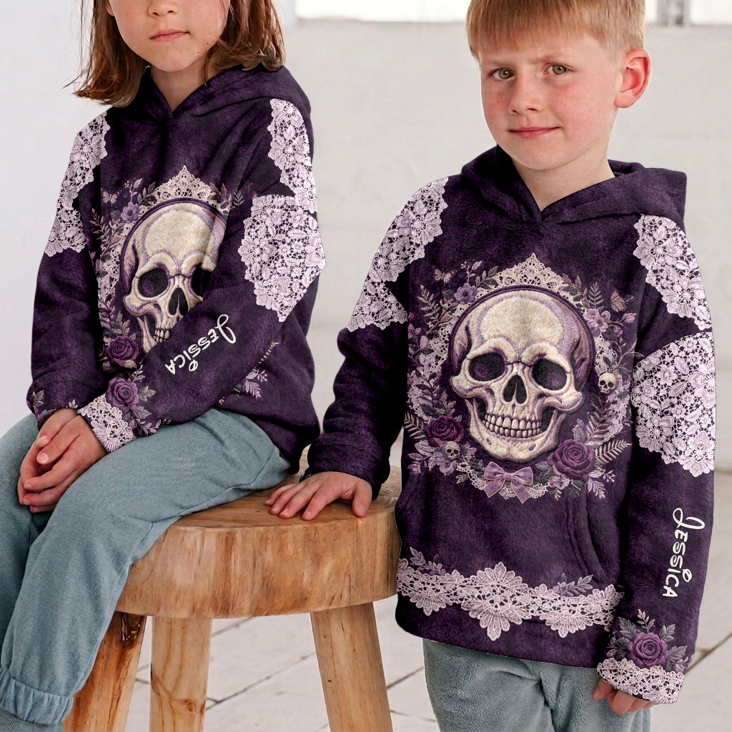 Floral Skull - Personalisierter Skull Fleece Hoodie