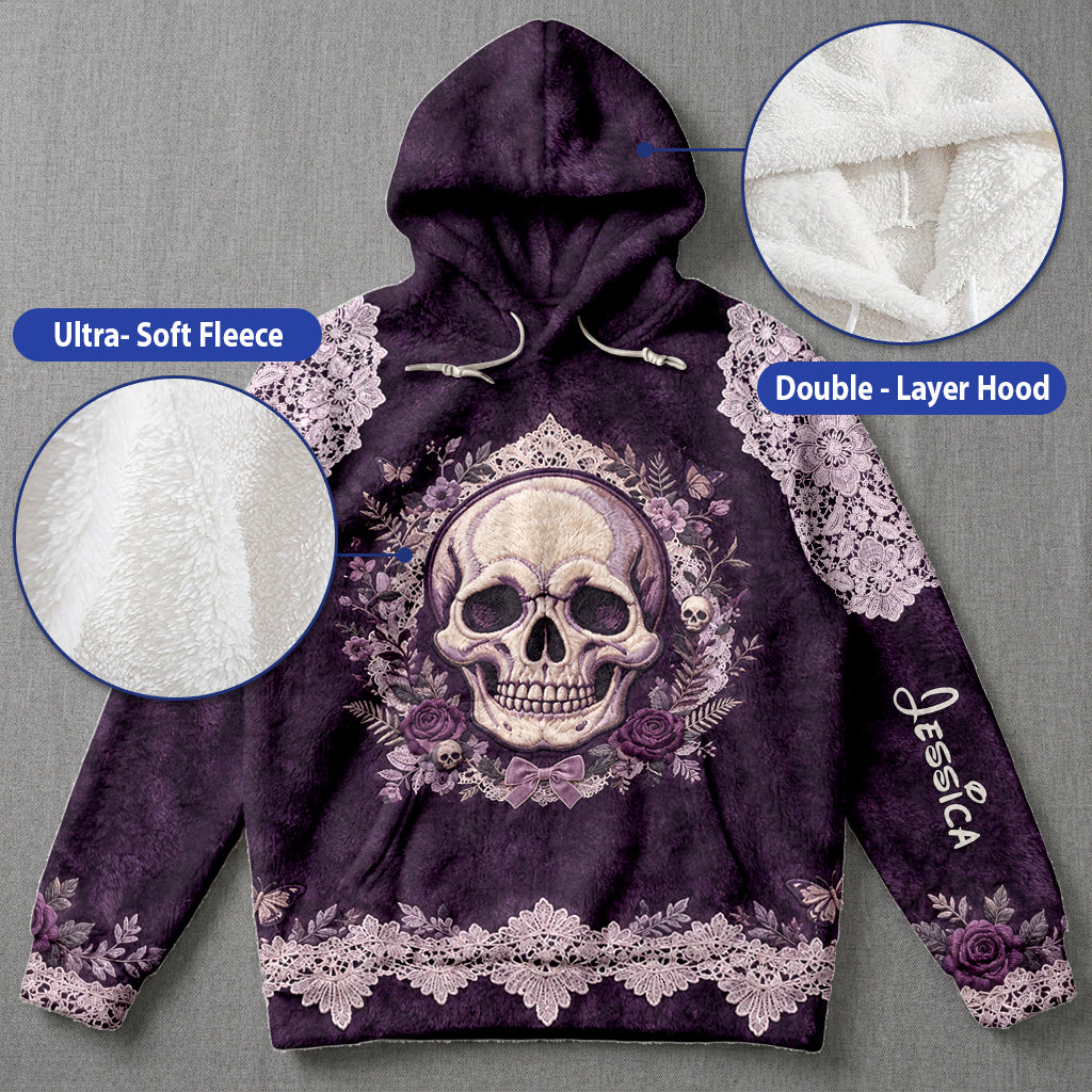 Floral Skull - Personalisierter Skull Fleece Hoodie