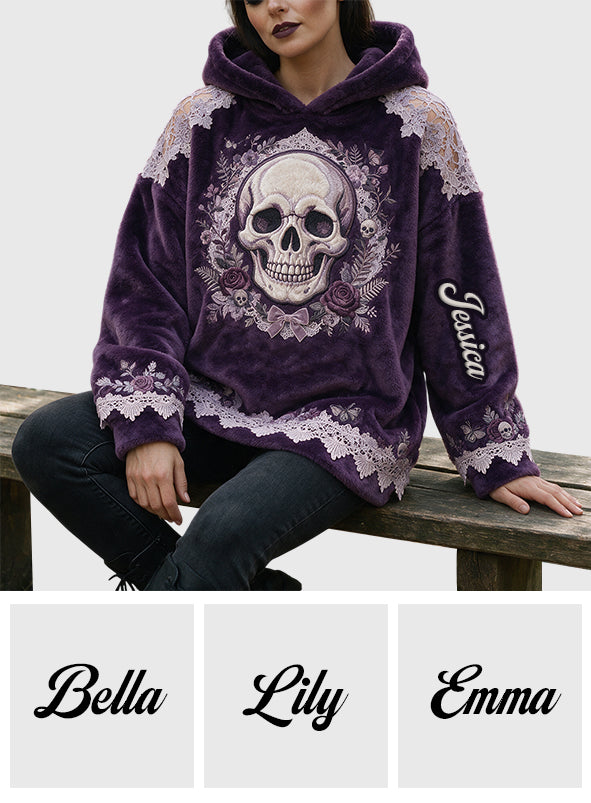 Floral Skull - Personalisierter Skull Fleece Hoodie