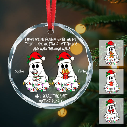 Ghost Friends – Personalisierter runder Glasornament für beste Freundinnen