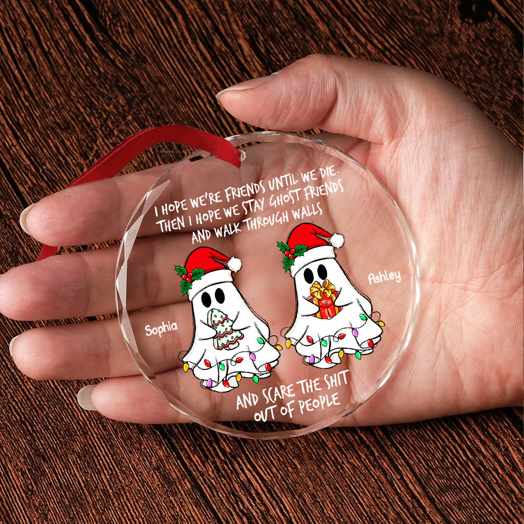 Ghost Friends – Personalisierter runder Glasornament für beste Freundinnen