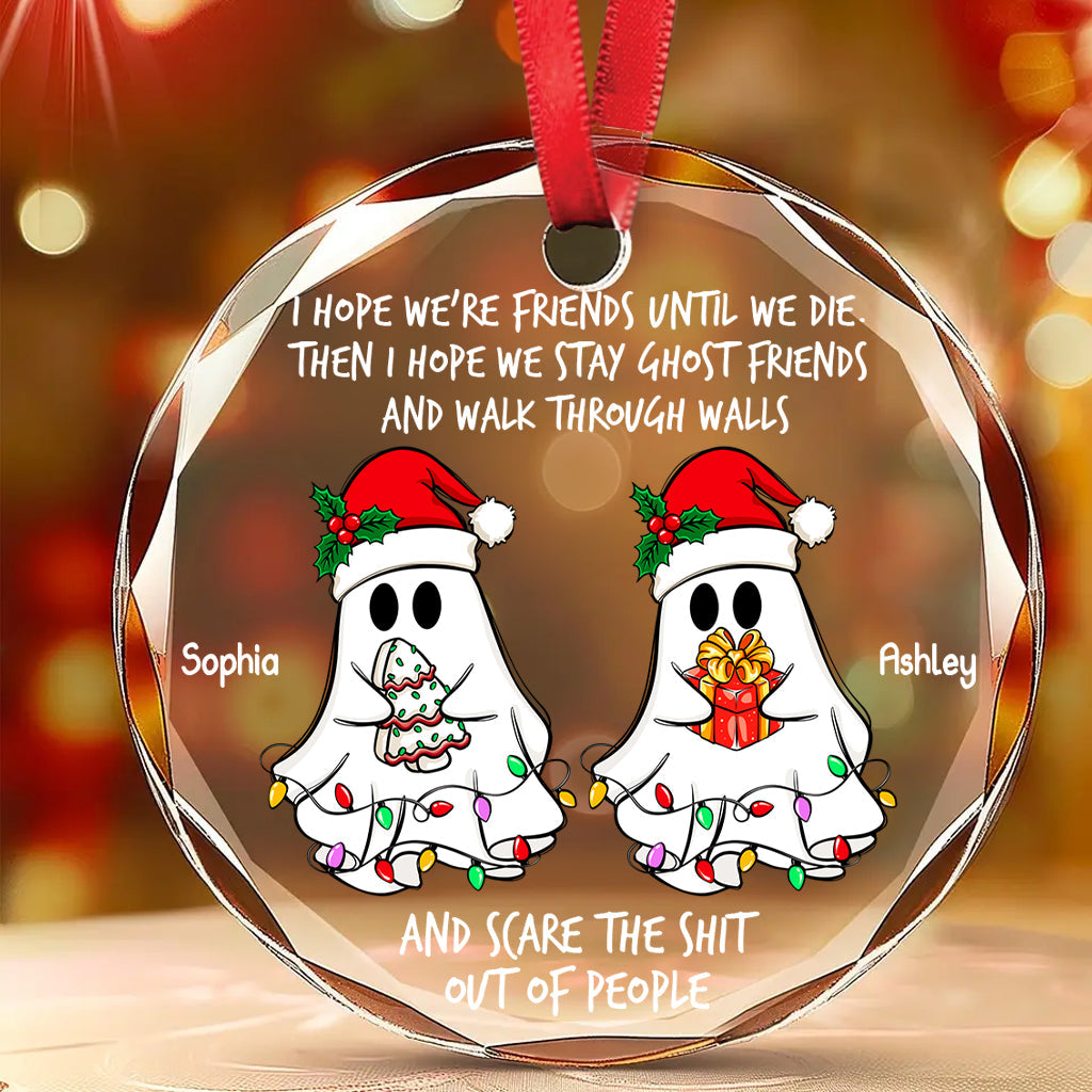 Ghost Friends – Personalisierter runder Glasornament für beste Freundinnen
