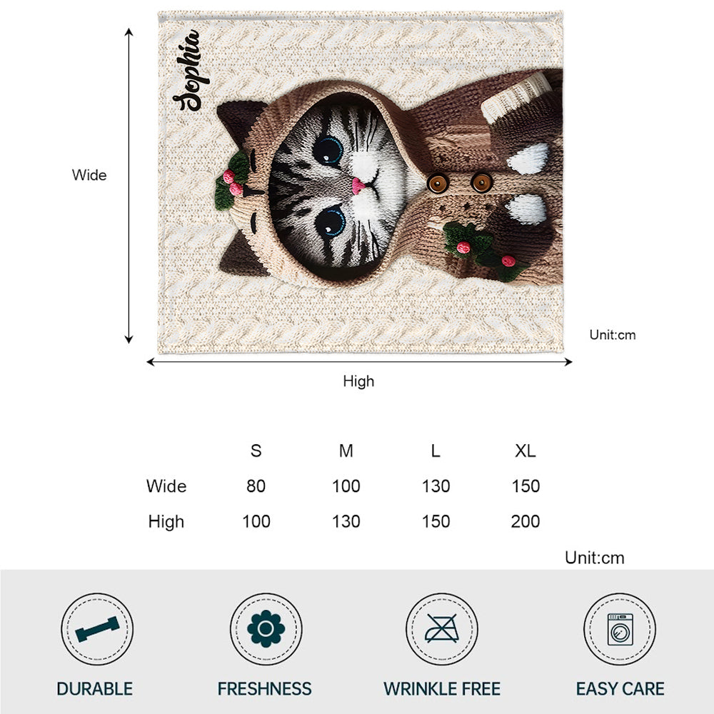 Cute Cat - Personalized Cat Blanket