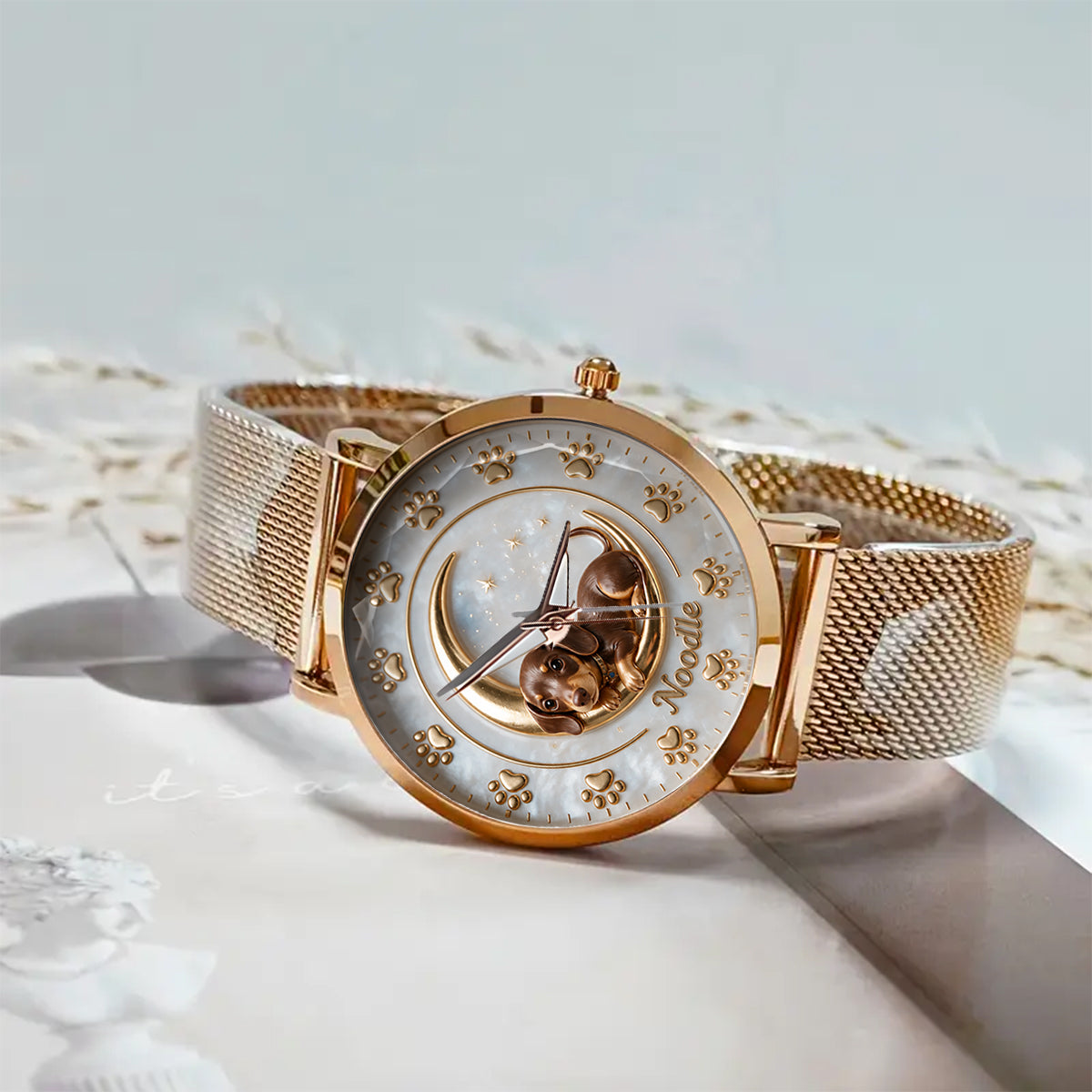 Das Leben ist besser mit meinem Hund - Personalisierte Damenarmbanduhr