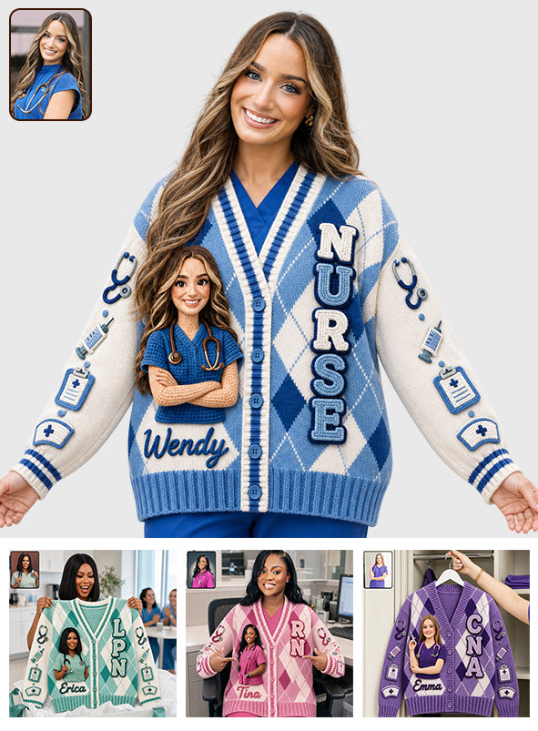 Jede Foto-Liebe als Krankenschwester - Personalisierter Krankenschwester Cardigan