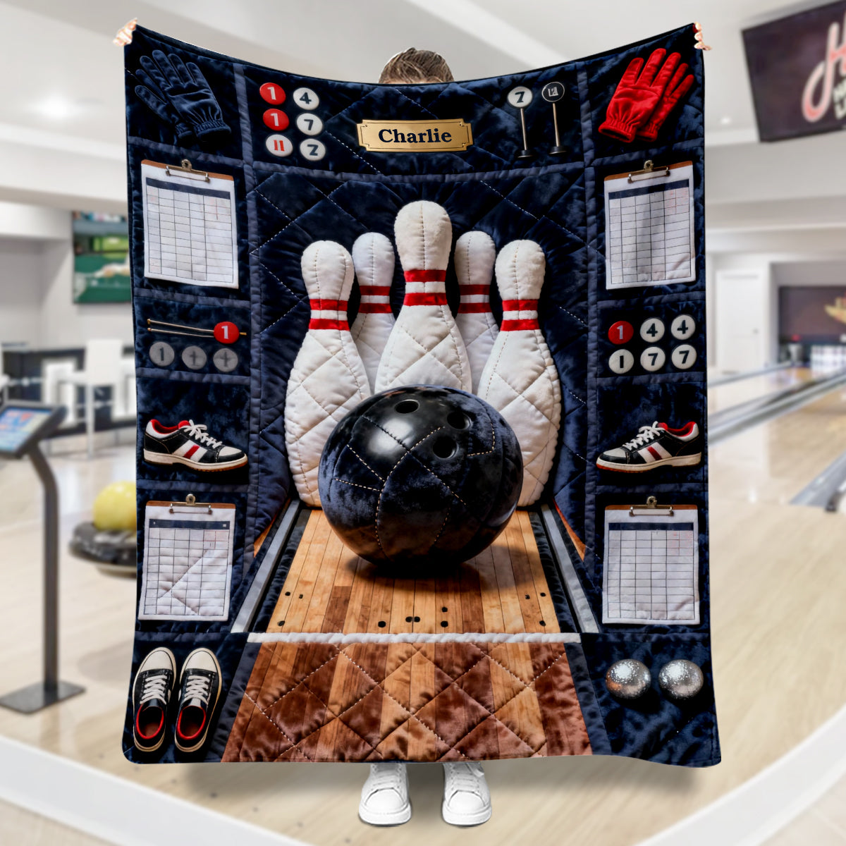 Bowling lieben – personalisierte Bowlingdecke