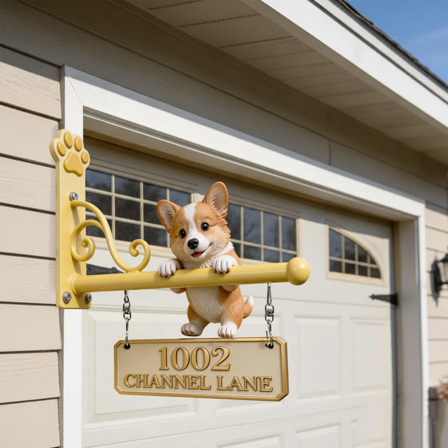 Welpen-Wohnadresse - Personalisiertes Hunde-Wandschild aus Holz