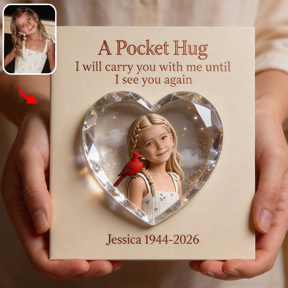 Always In My Heart - Personalized Memorial Pocket Hug Card