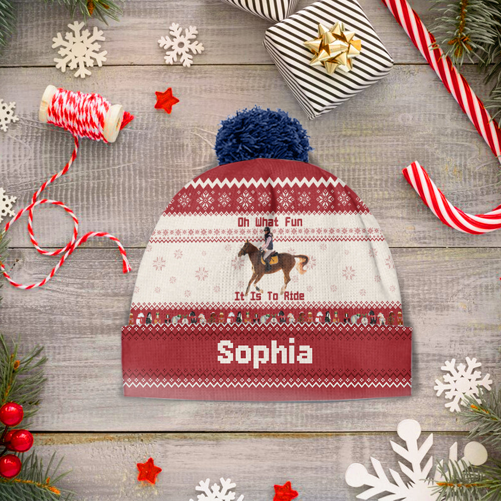 Oh, wie viel Spaß es macht zu reiten – personalisierte Pferdemütze