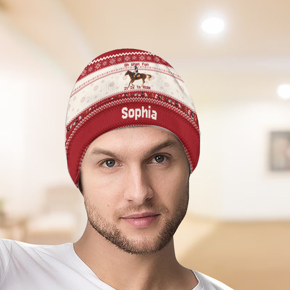 Oh, wie viel Spaß es macht zu reiten – personalisierte Pferdemütze
