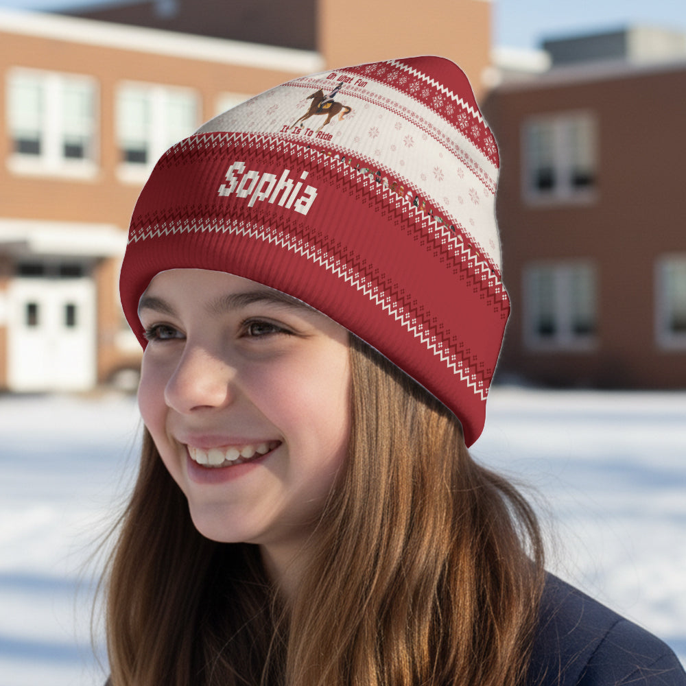 Oh, wie viel Spaß es macht zu reiten – personalisierte Pferdemütze