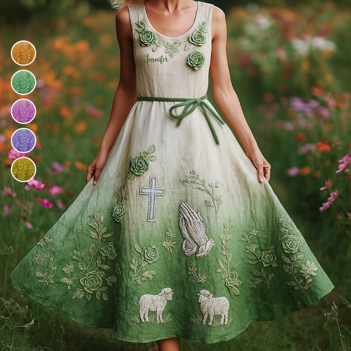 Glaube, Hoffnung, Liebe – Personalisiertes ärmelloses christliches Kleid