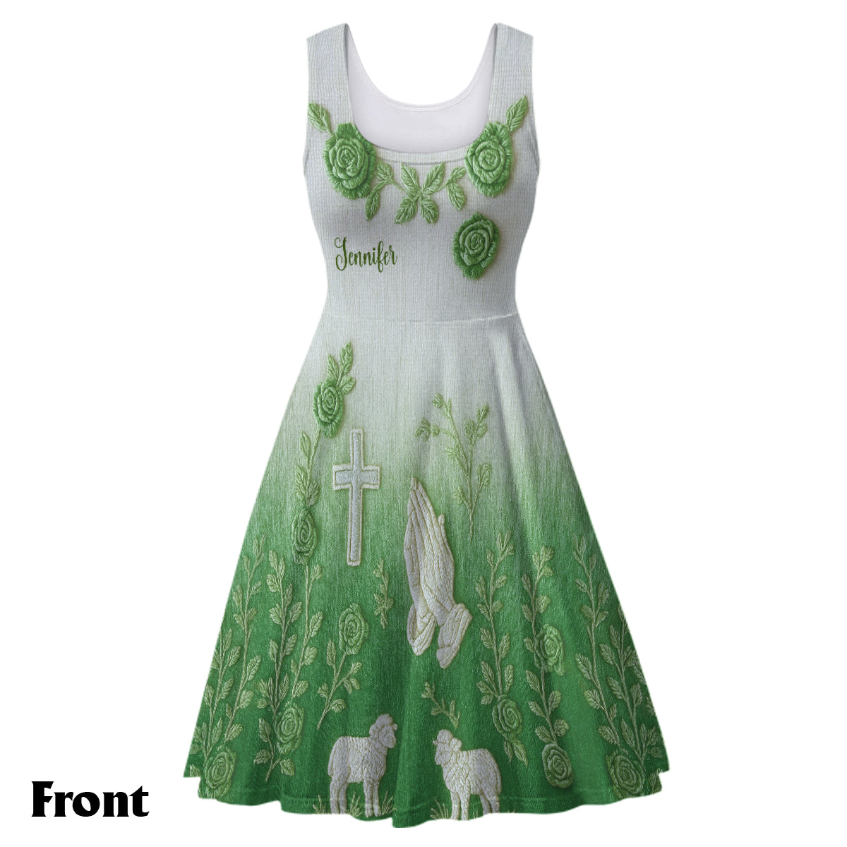 Glaube, Hoffnung, Liebe – Personalisiertes ärmelloses christliches Kleid