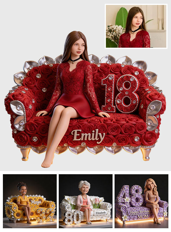 Custom From Photo, Flowers And Number - Personalized Birthday Custom Shaped Acrylic Plaque