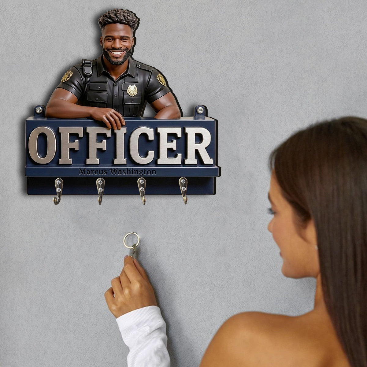 Jedes Foto - Personalisierter Polizeibeamter Hängeregal