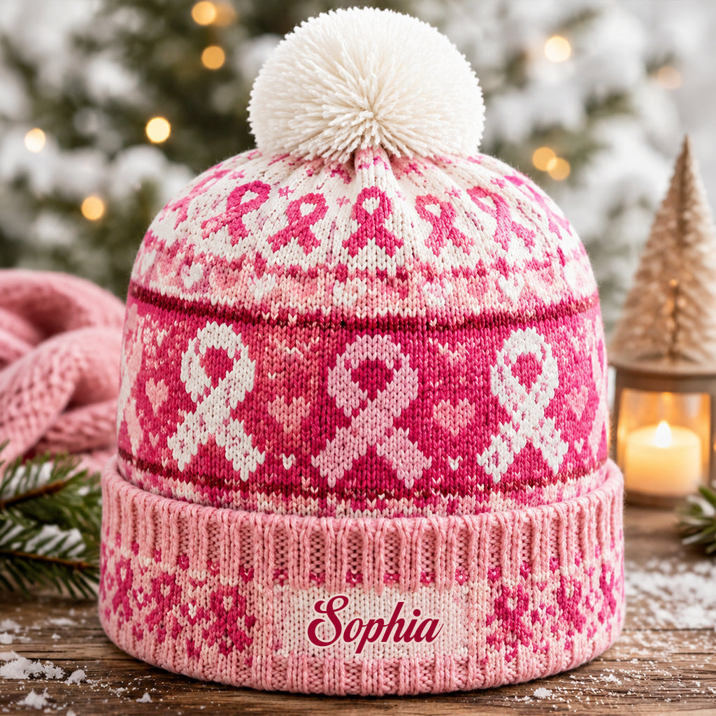 Pink Ribbon Liebe & Hoffnung - Personalisierte Mütze zur Brustkrebsbewusstsein