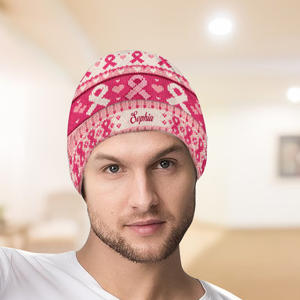 Pink Ribbon Liebe & Hoffnung - Personalisierte Mütze zur Brustkrebsbewusstsein