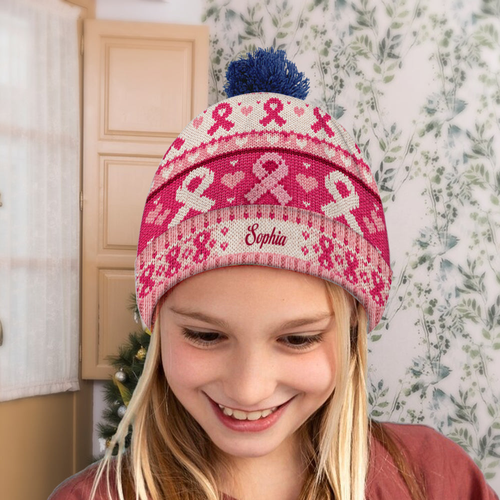 Pink Ribbon Liebe & Hoffnung - Personalisierte Mütze zur Brustkrebsbewusstsein