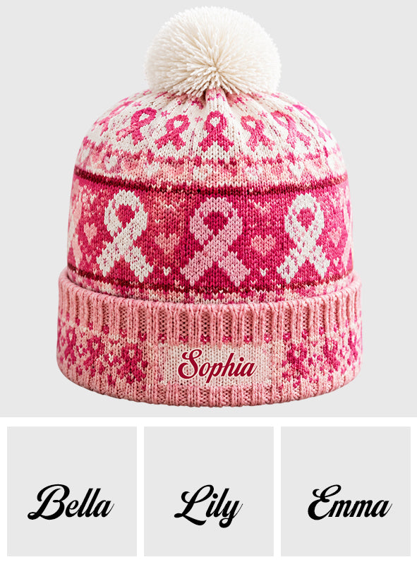 Pink Ribbon Liebe & Hoffnung - Personalisierte Mütze zur Brustkrebsbewusstsein