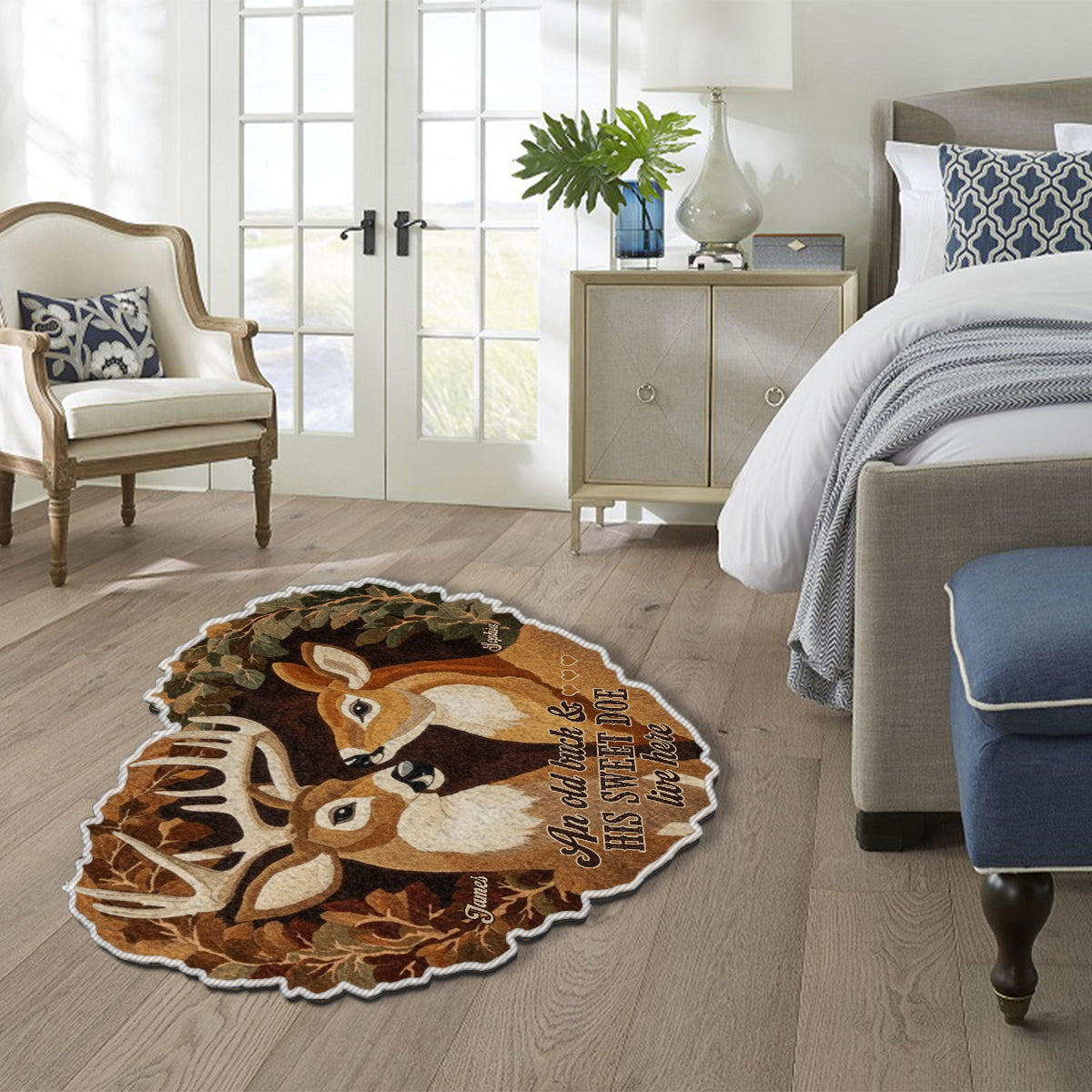 Buck And Doe – Gift For Couple - Personalized Hunting Non-Slip Tufted Rug