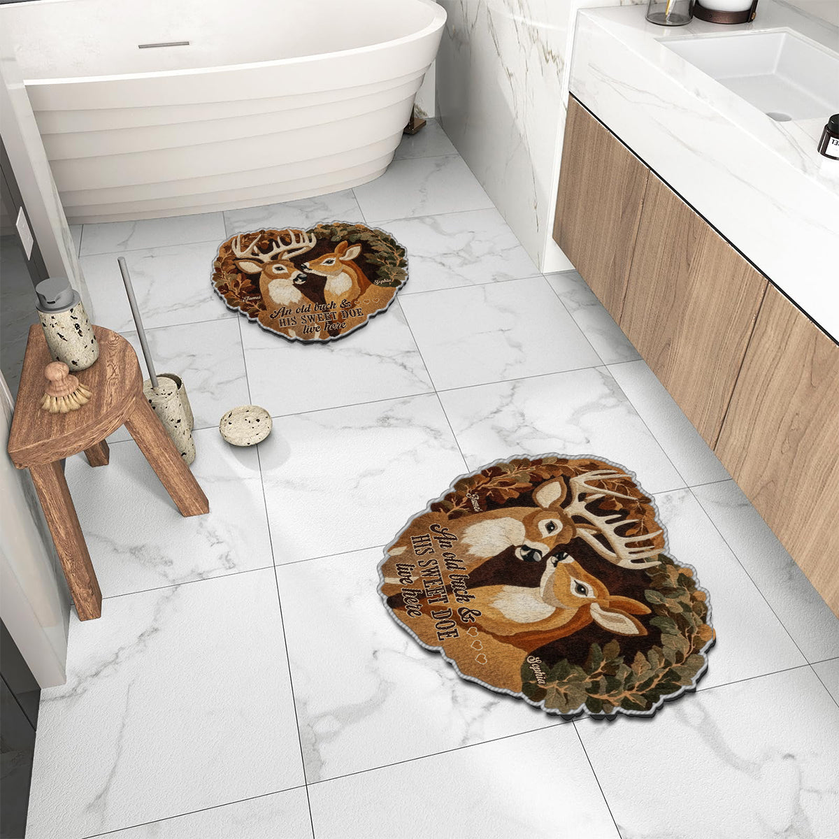 Buck And Doe – Gift For Couple - Personalized Hunting Non-Slip Tufted Rug