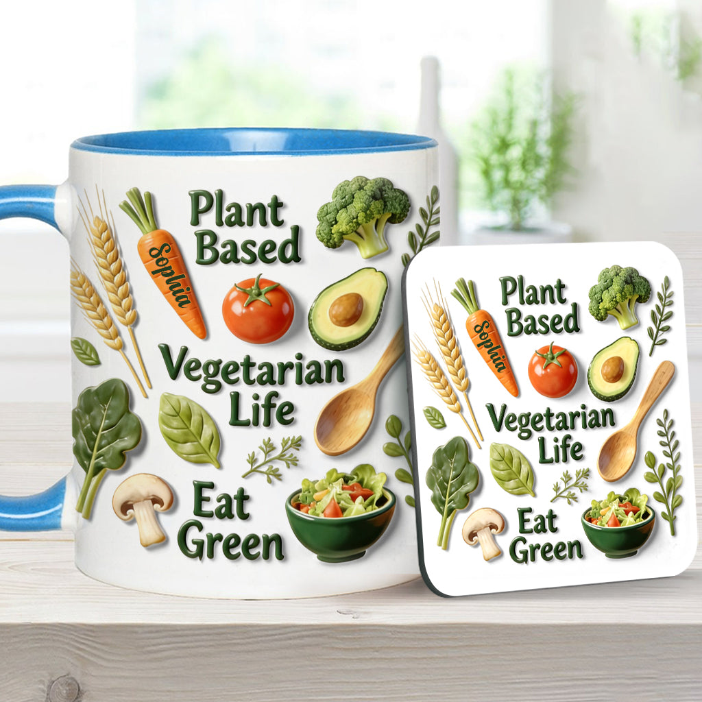 Vegetarian Life - Personalized Veterinarian Accent Mug & Coaster
