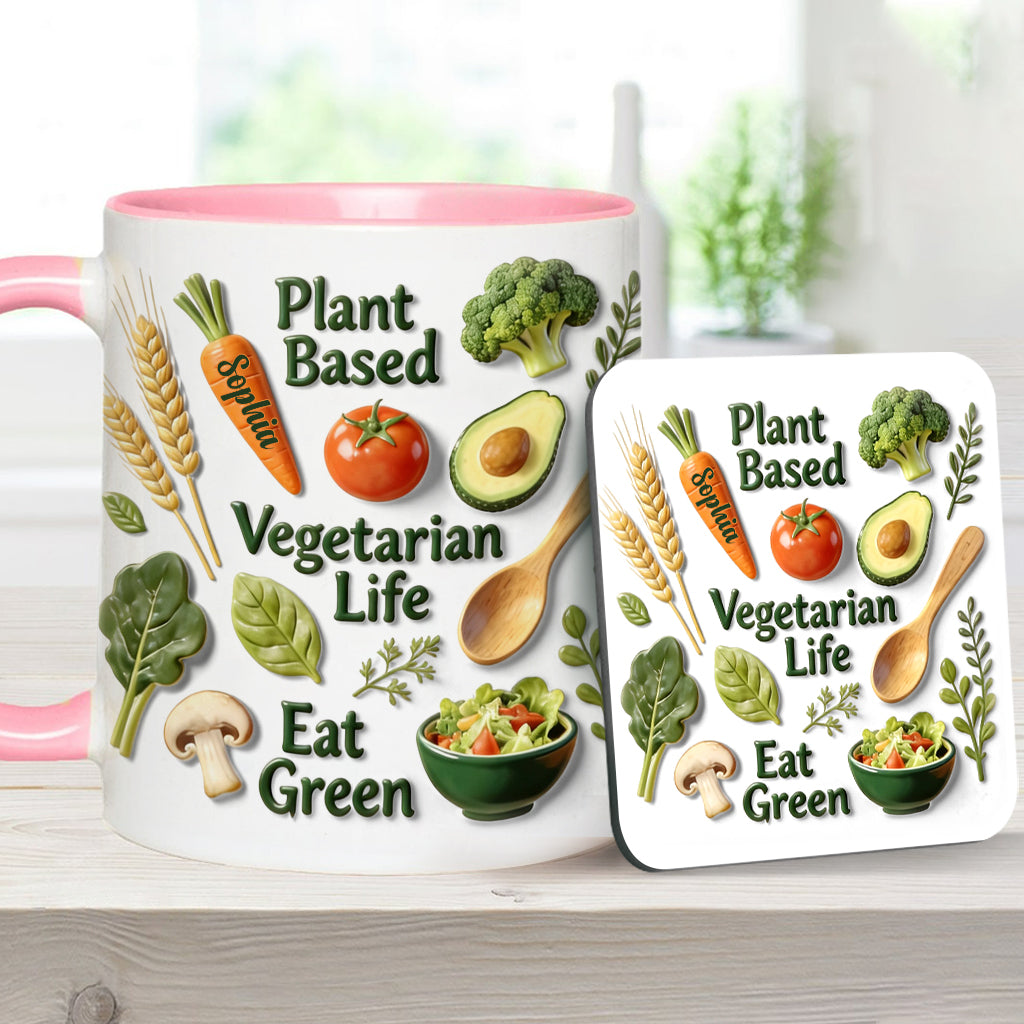 Vegetarian Life - Personalized Veterinarian Accent Mug & Coaster