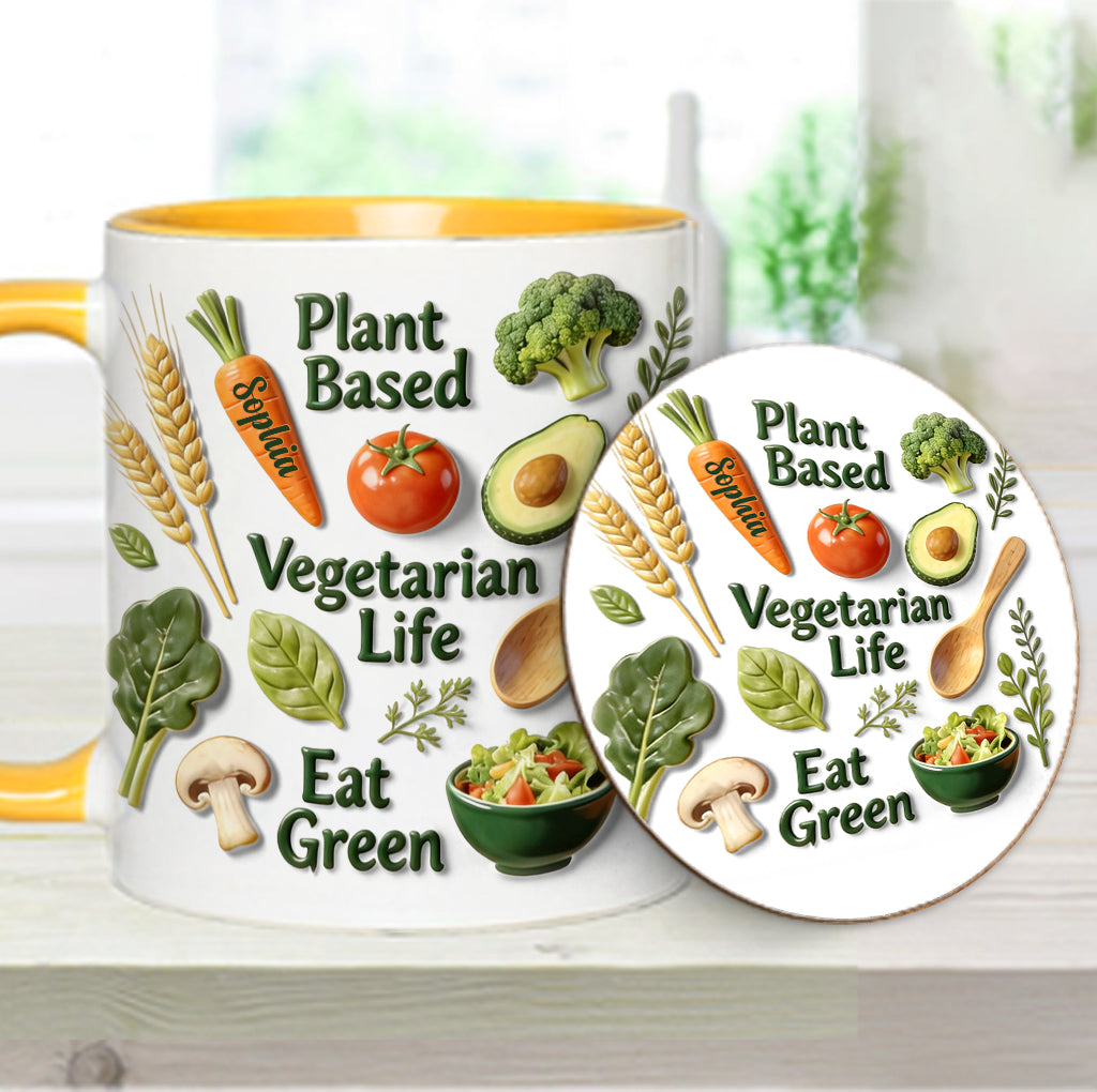 Vegetarian Life - Personalized Veterinarian Accent Mug & Coaster
