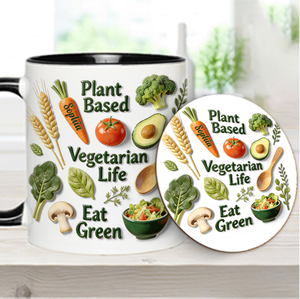 Vegetarian Life - Personalized Veterinarian Accent Mug & Coaster
