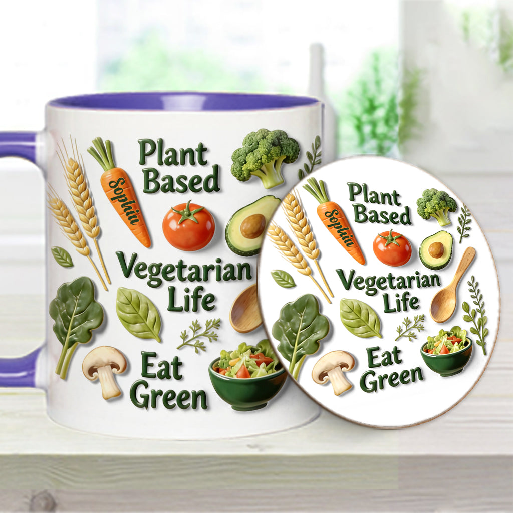 Vegetarian Life - Personalized Veterinarian Accent Mug & Coaster