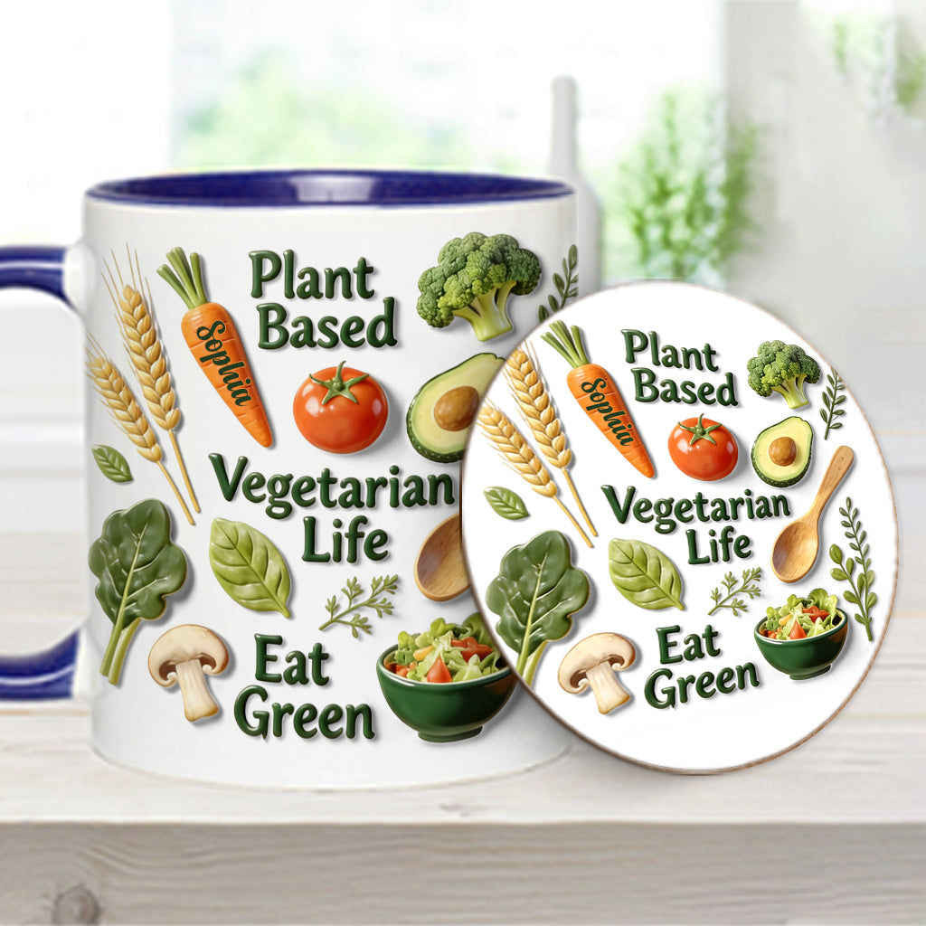 Vegetarian Life - Personalized Veterinarian Accent Mug & Coaster
