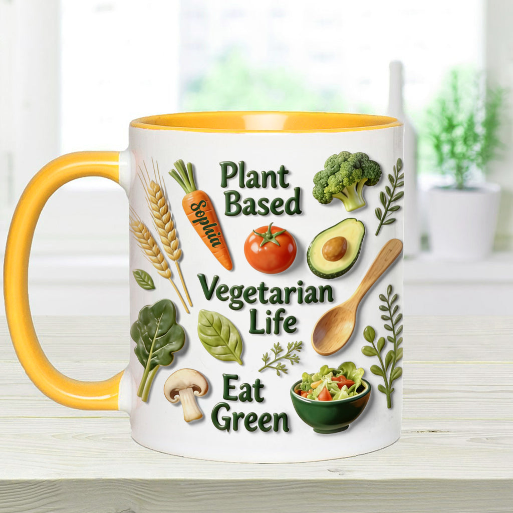 Vegetarian Life - Personalized Veterinarian Accent Mug & Coaster